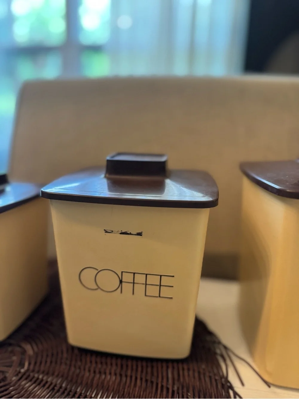 Vintage Canister with Brown Lid